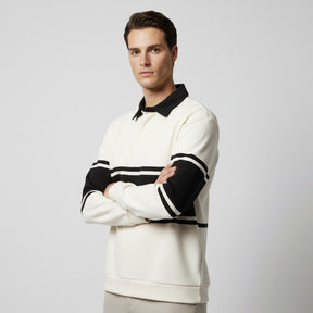 SaintGarnier™ | Varsity Patchwork Polo Sweatshirt – Sporty Elegance