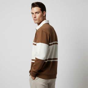 SaintGarnier™ | Varsity Patchwork Polo Sweatshirt – Sporty Elegance