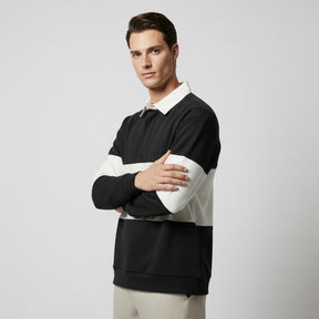 SaintGarnier™ | Varsity Patchwork Polo Sweatshirt – Sporty Elegance