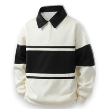 SaintGarnier™ | Varsity Patchwork Polo Sweatshirt – Sporty Elegance