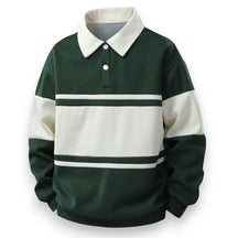 SaintGarnier™ | Varsity Patchwork Polo Sweatshirt – Sporty Elegance