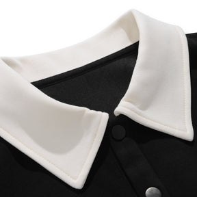 SaintGarnier™ | Varsity Patchwork Polo Sweatshirt – Sporty Elegance