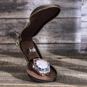 SaintGarnier™ | Vintage Leather Watch Travel Case – Timeless Protection