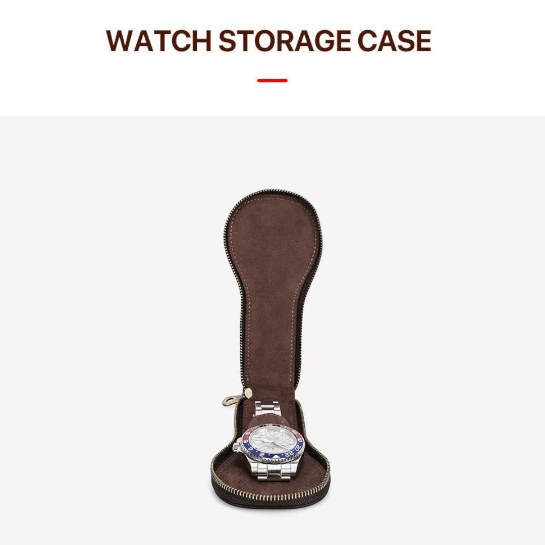 SaintGarnier™ | Vintage Leather Watch Travel Case – Timeless Protection